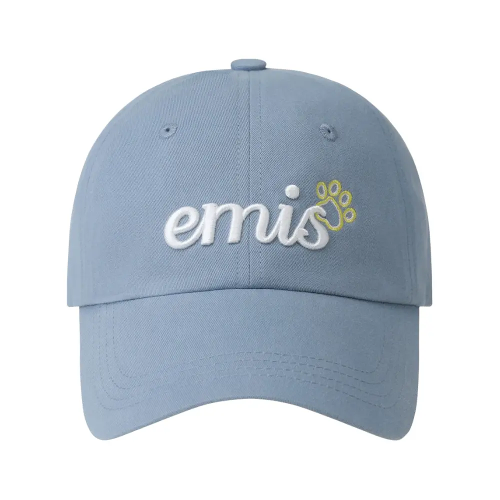 韓國 emis LETTERING LOGO BALL CAP 腳掌刺繡棒球帽 藍色 BLUE