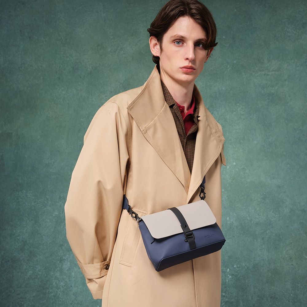 Gaston Luga Spläsh Crossbody Bag斜肩側背包/ 海藍/灰褐