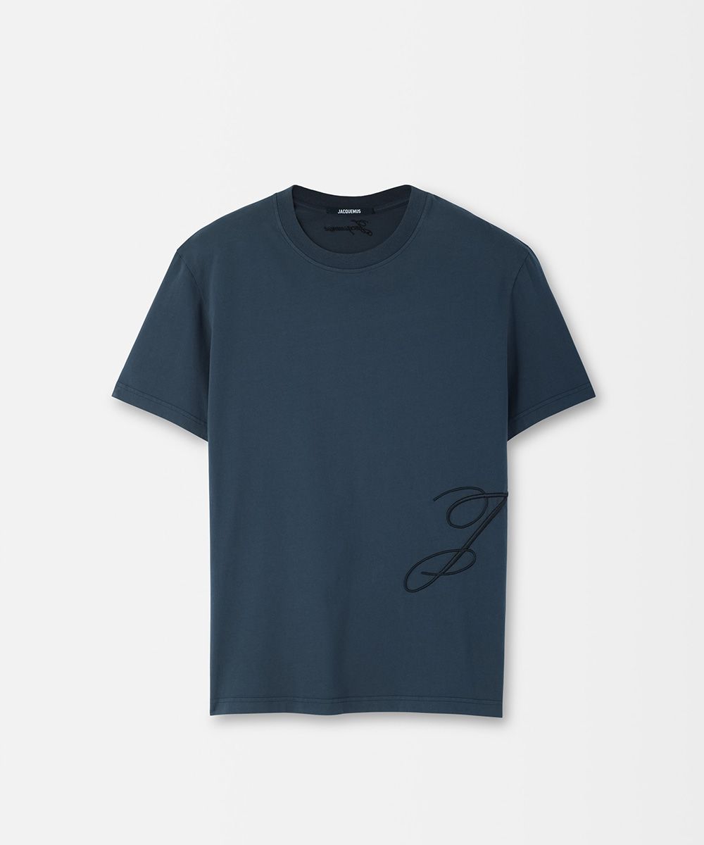JACQUEMUS 草寫J深藍短袖TEE_男/中性/ M