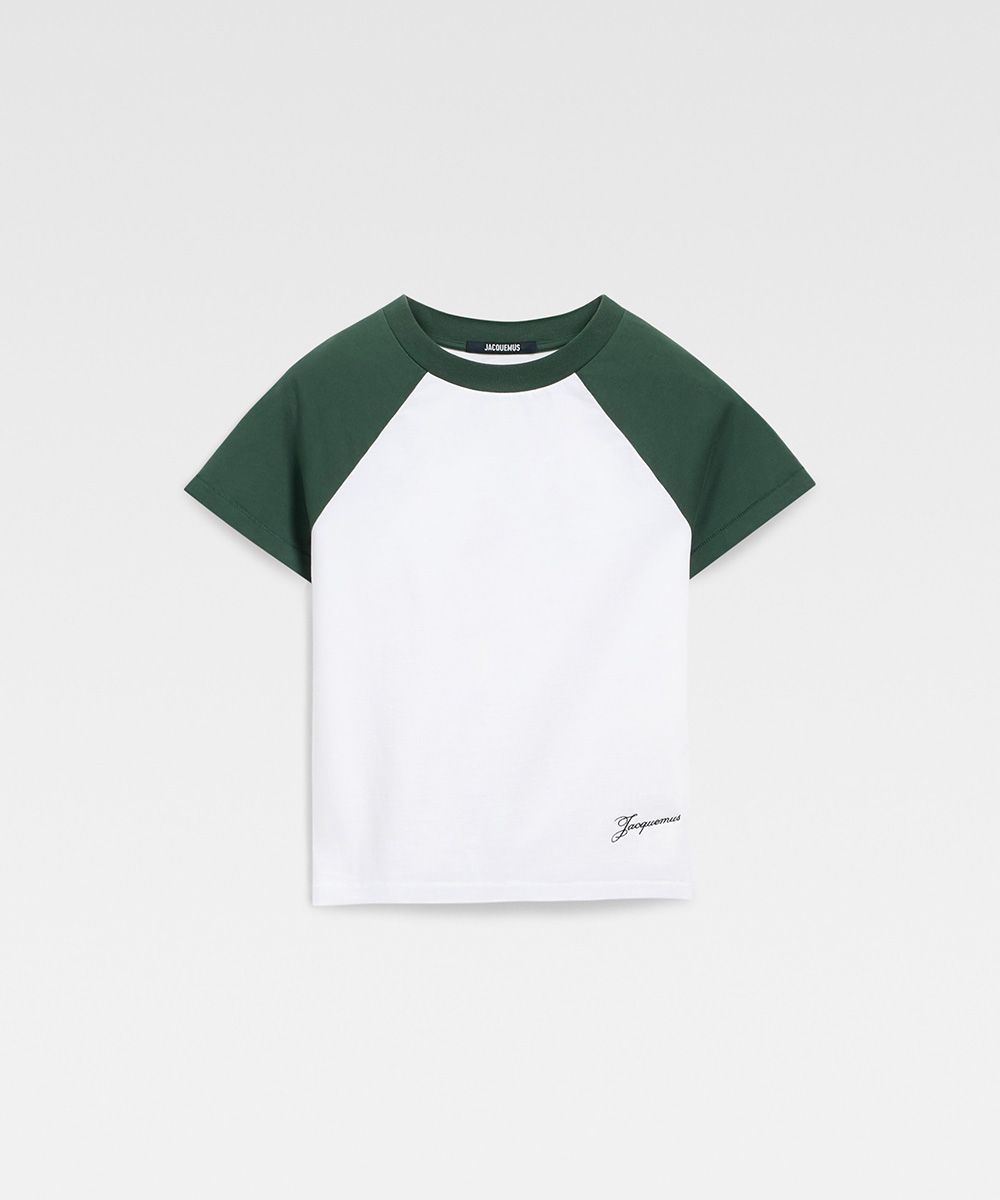 JACQUEMUS 草寫LOGO綠白連袖短袖TEE/女/ XS