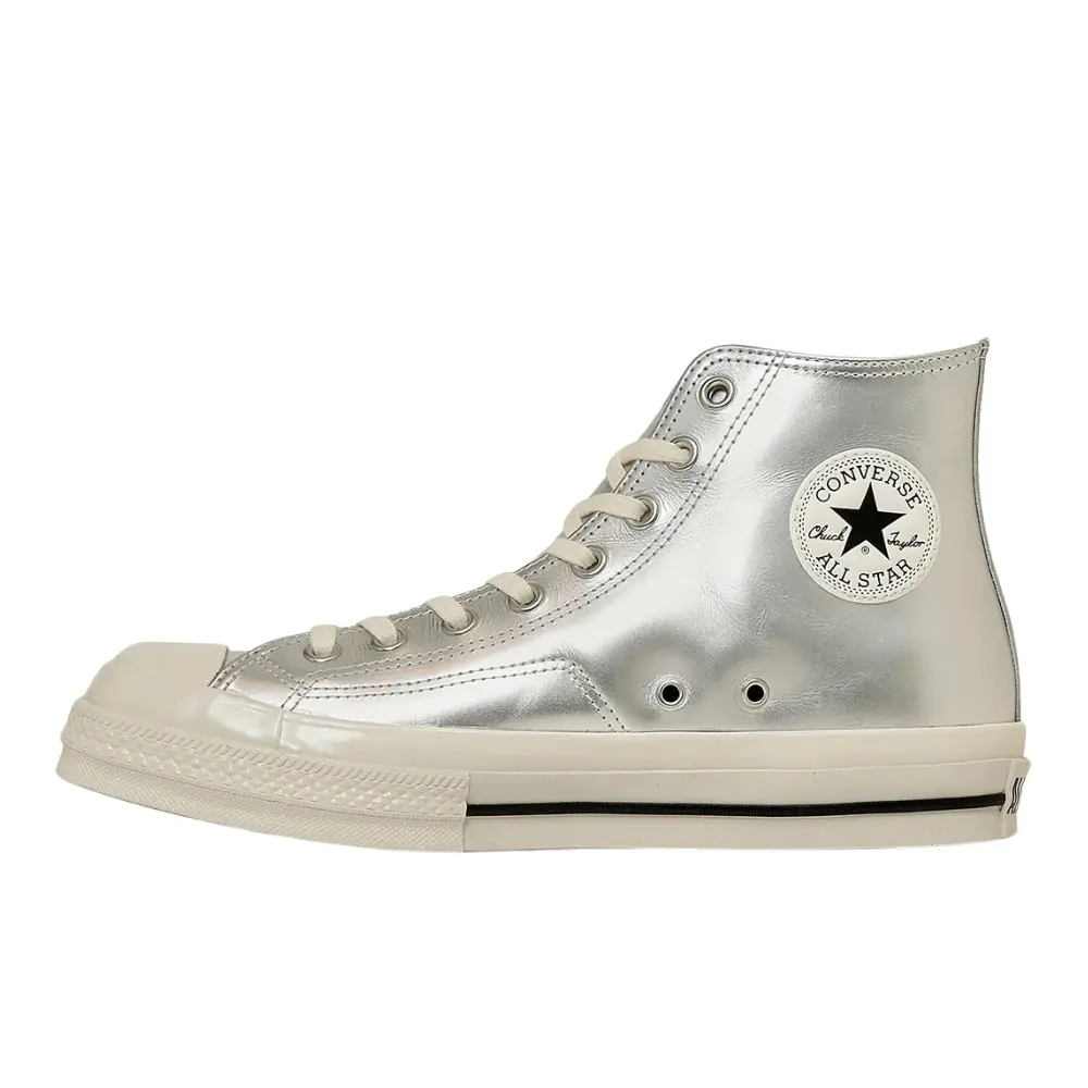 全面87折✨日本限定 Converse ALL STAR SQUARETOE SV HI 高筒 方頭皮革帆布鞋 金屬銀/ 預購 23.5 cm