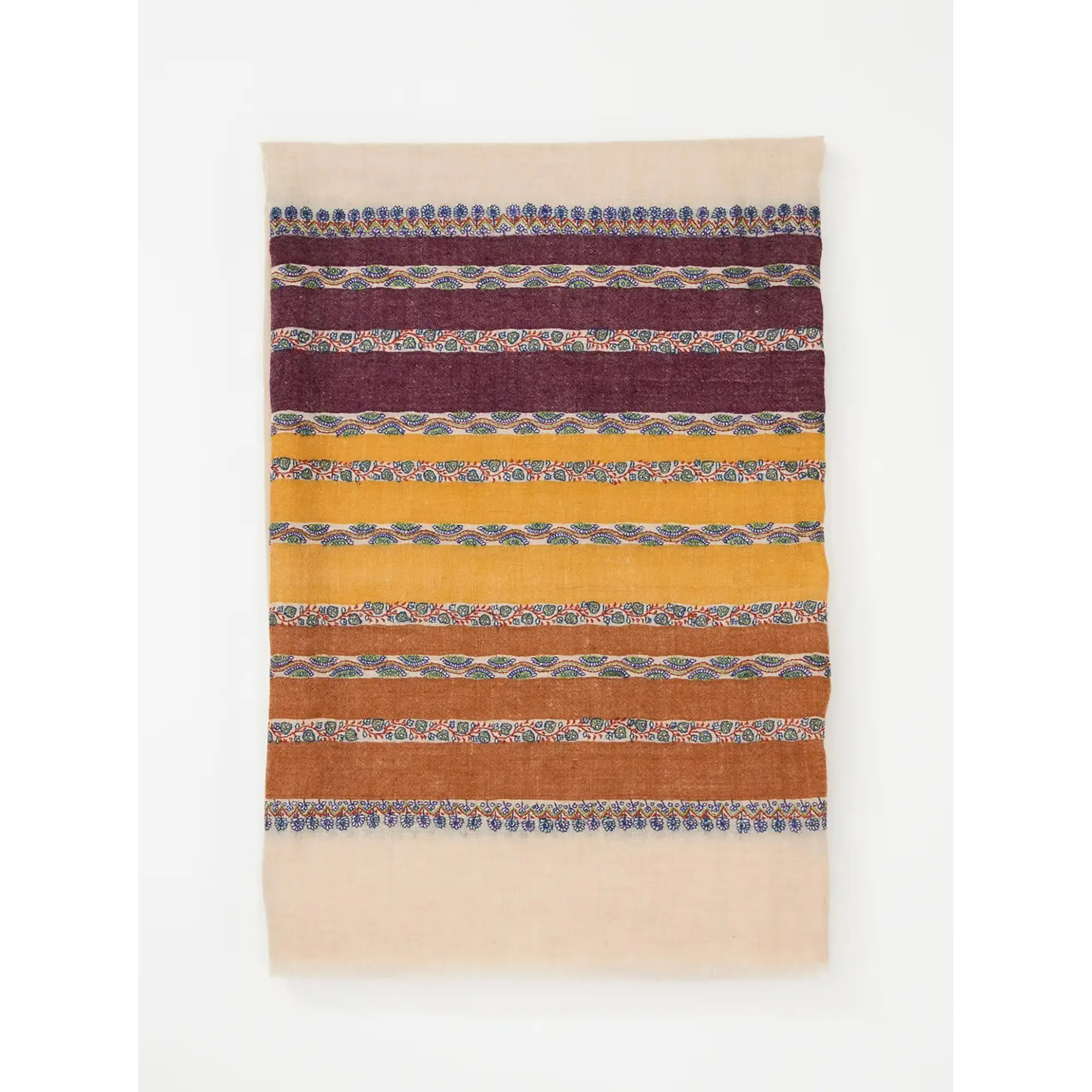 《Bala Shawls》Hand Embroidered Pashmina 喀什米爾手工刺繡披肩/Palla條紋設計款