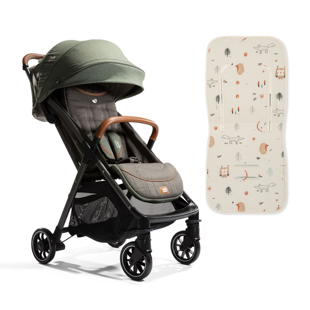 誠品獨家出遊組➤【Joie】parcel™輕量三折手推車(綠)+西班牙製bimbidreams透氣坐墊/ 森林秘境