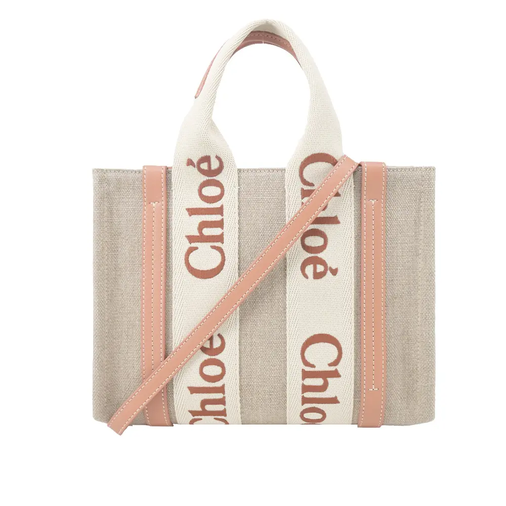 Chloe Woody tote bag新款帆布兩用托特包(小號/木澄)/平行輸入