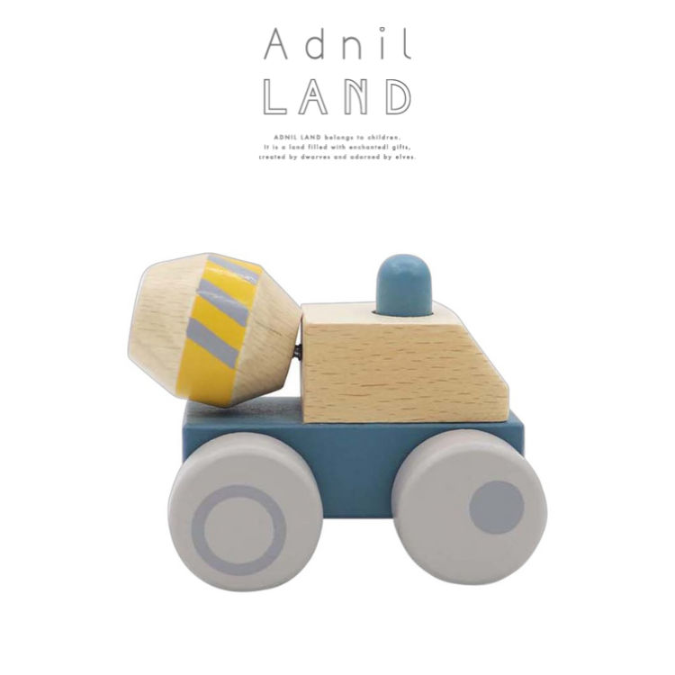 【日本Adnil LAND】寶寶木頭卡車玩具/ 藍色水泥車