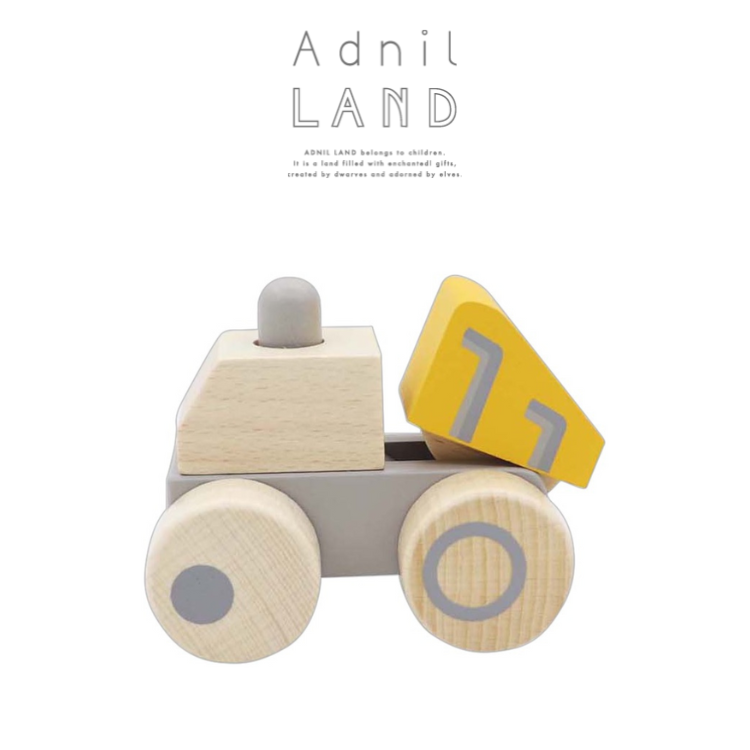 【日本Adnil LAND】寶寶木頭卡車玩具/ 灰色砂石車