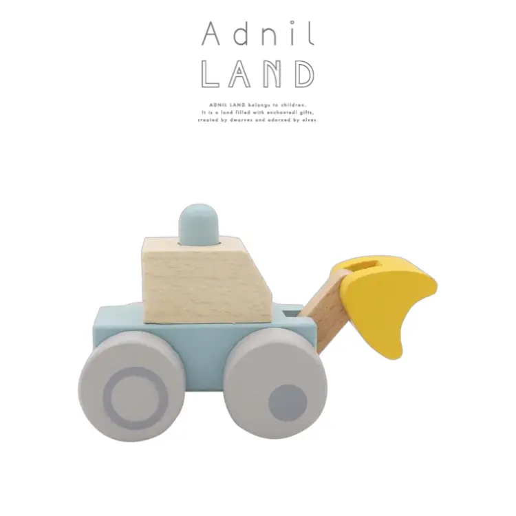 【日本Adnil LAND】寶寶木頭卡車玩具/ 淺藍色挖土機