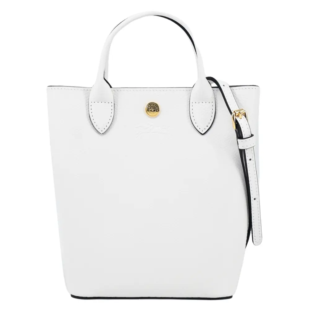 LONGCHAMP ÉPURE系列牛皮壓印手提/斜背兩用包(迷你/白)/平行輸入