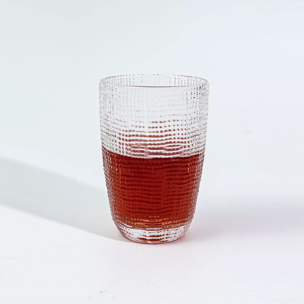【日本FOREVER】細格手感高酒杯/水杯410ML-6入組