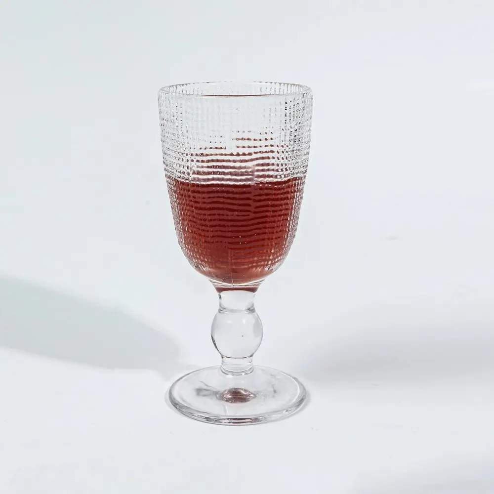 【日本FOREVER】細格手感紅酒杯270ML-6入組