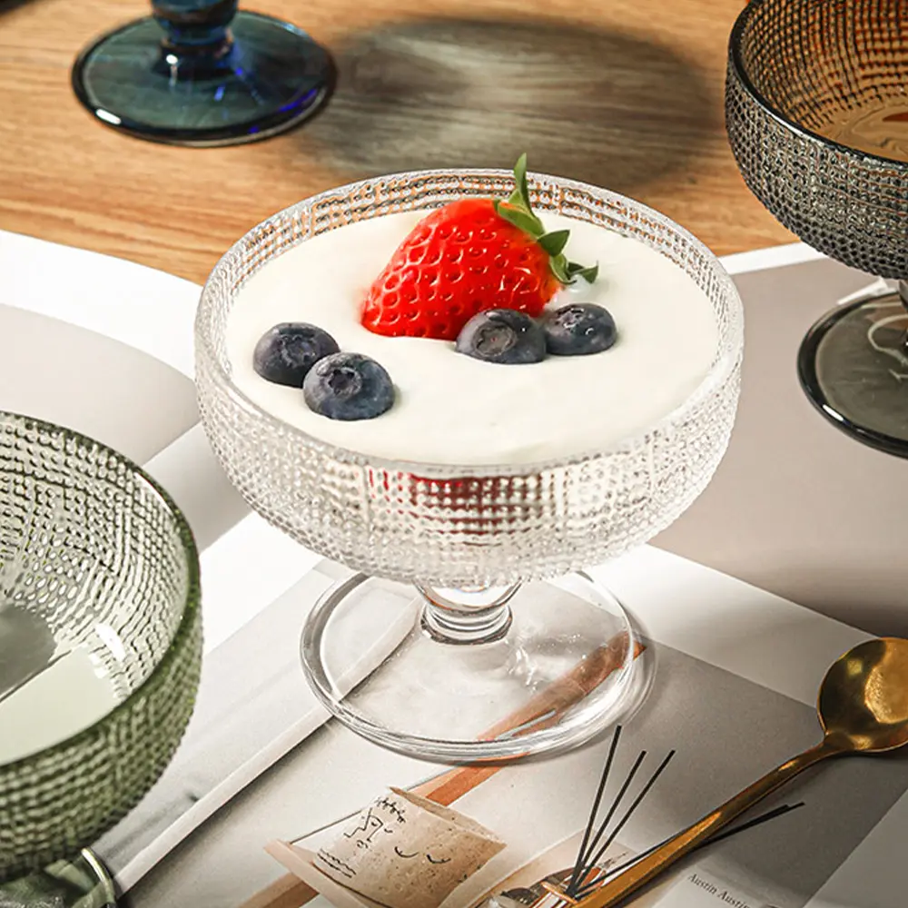 【日本FOREVER】細格甜點杯/冰淇淋杯325ML-6入組