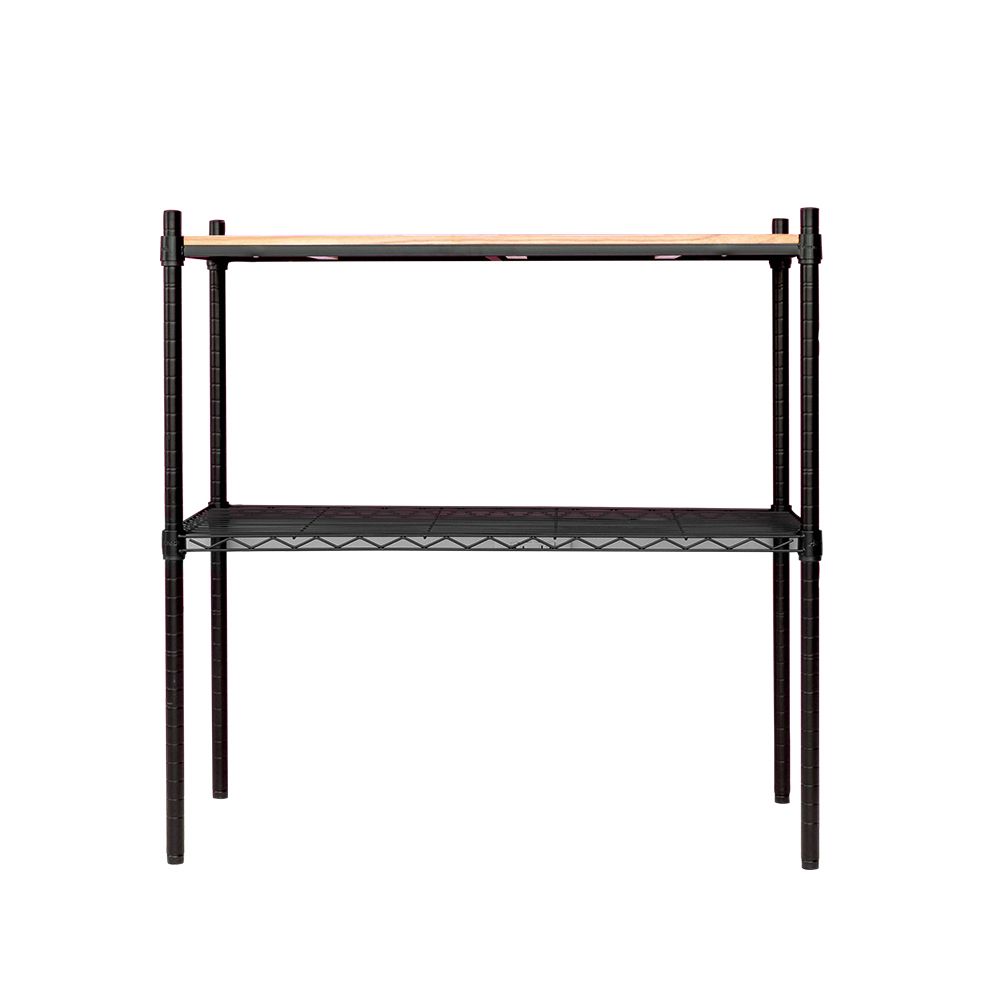 【dayneeds】松木 90x45x75公分 二層烤漆收納架/ 黑色/ 原木