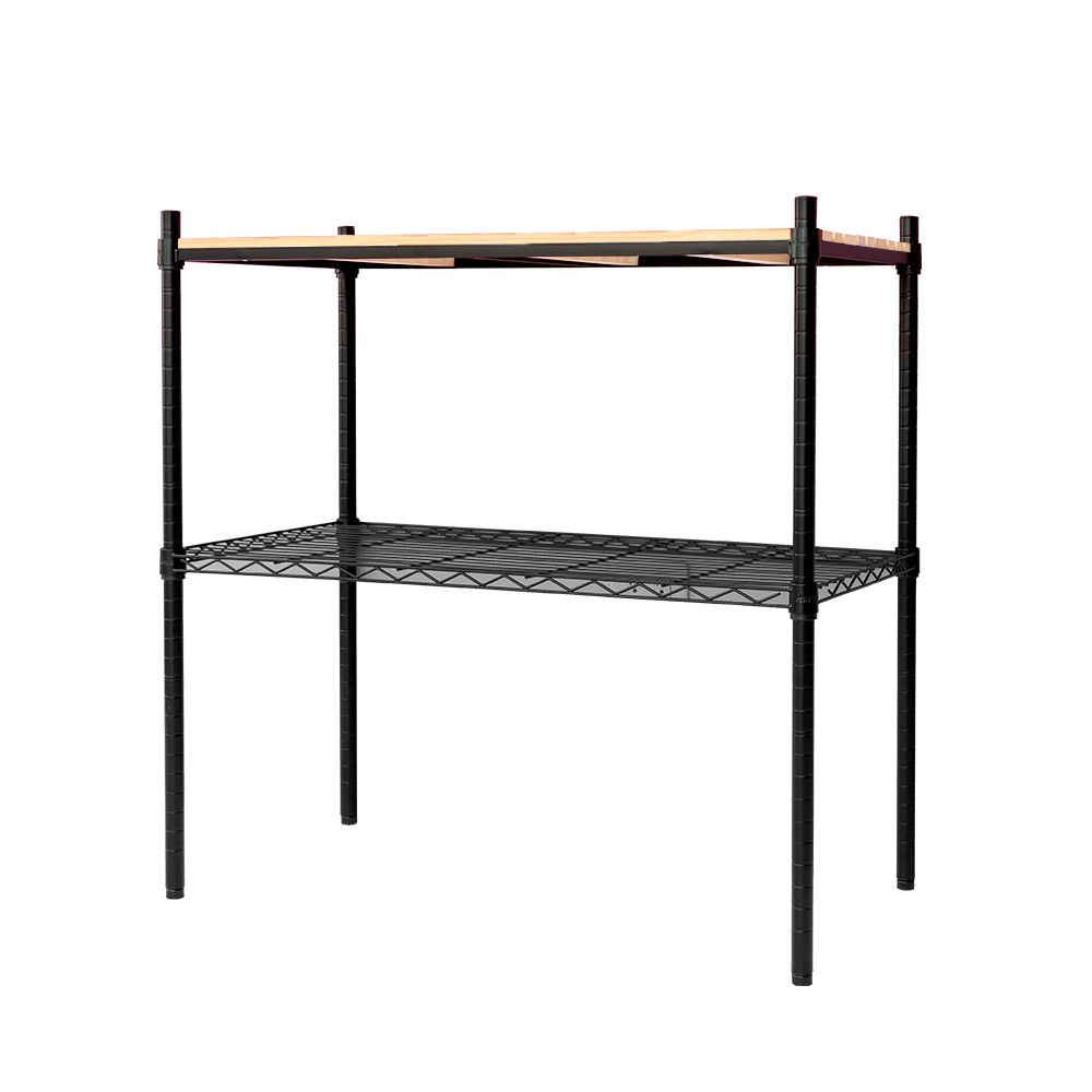 【dayneeds】松木 90x45x90公分 二層烤漆收納架/ 黑色/ 原木