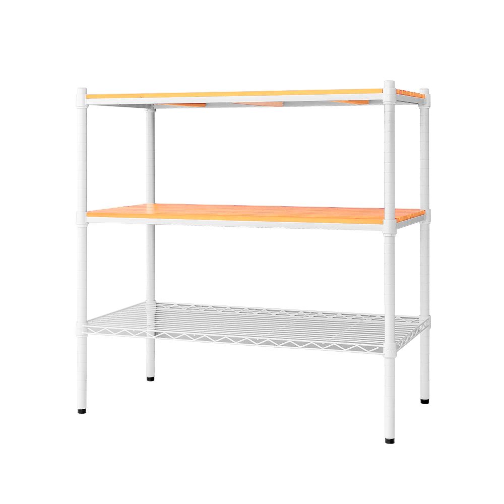 【dayneeds】松木 90x45x90公分 三層烤漆收納架/ 白色/ 原木