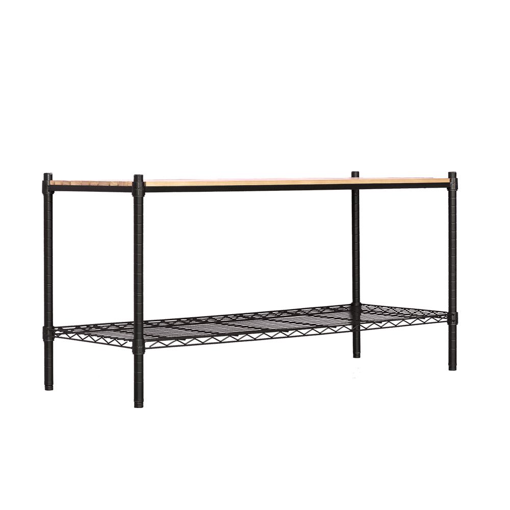 【dayneeds】松木 120x45x60公分 二層烤漆收納架/ 黑色/ 原木