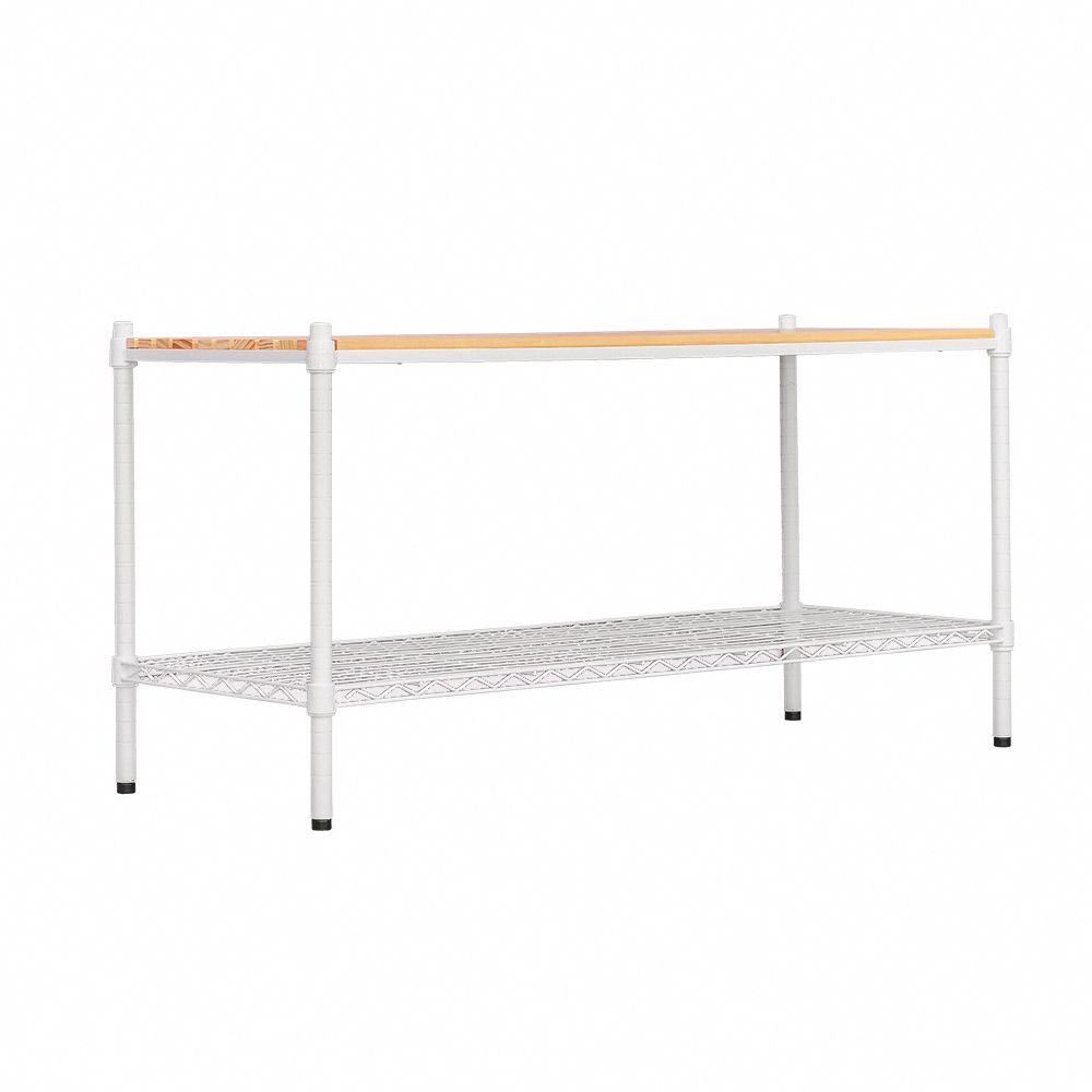 【dayneeds】松木 120x45x60公分 二層烤漆收納架/ 白色/ 原木