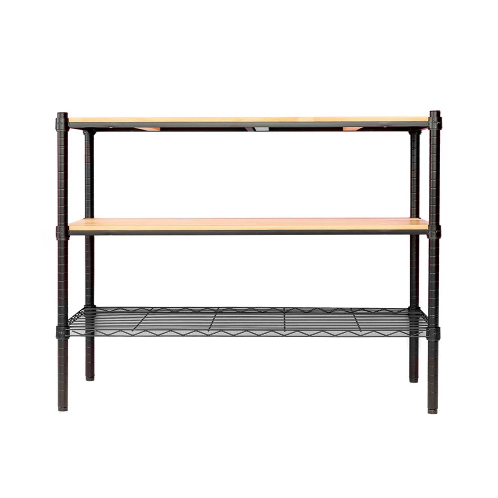 【dayneeds】松木 120x45x90公分 三層烤漆收納架/ 黑色/ 原木