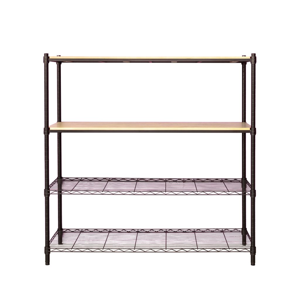 【dayneeds】松木 120x45x120公分 四層烤漆收納架/ 黑色/ 原木