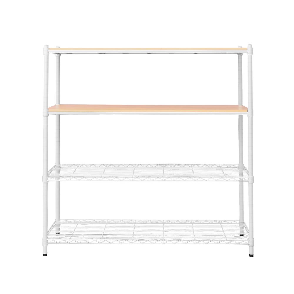 【dayneeds】松木 120x45x120公分 四層烤漆收納架/ 白色/ 原木