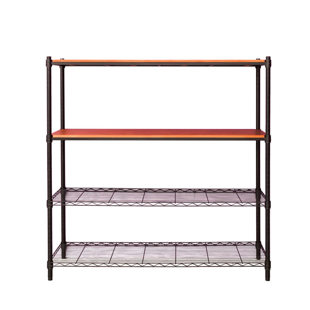 【dayneeds】松木 120x45x120公分 四層烤漆收納架/ 黑色/ 柚木