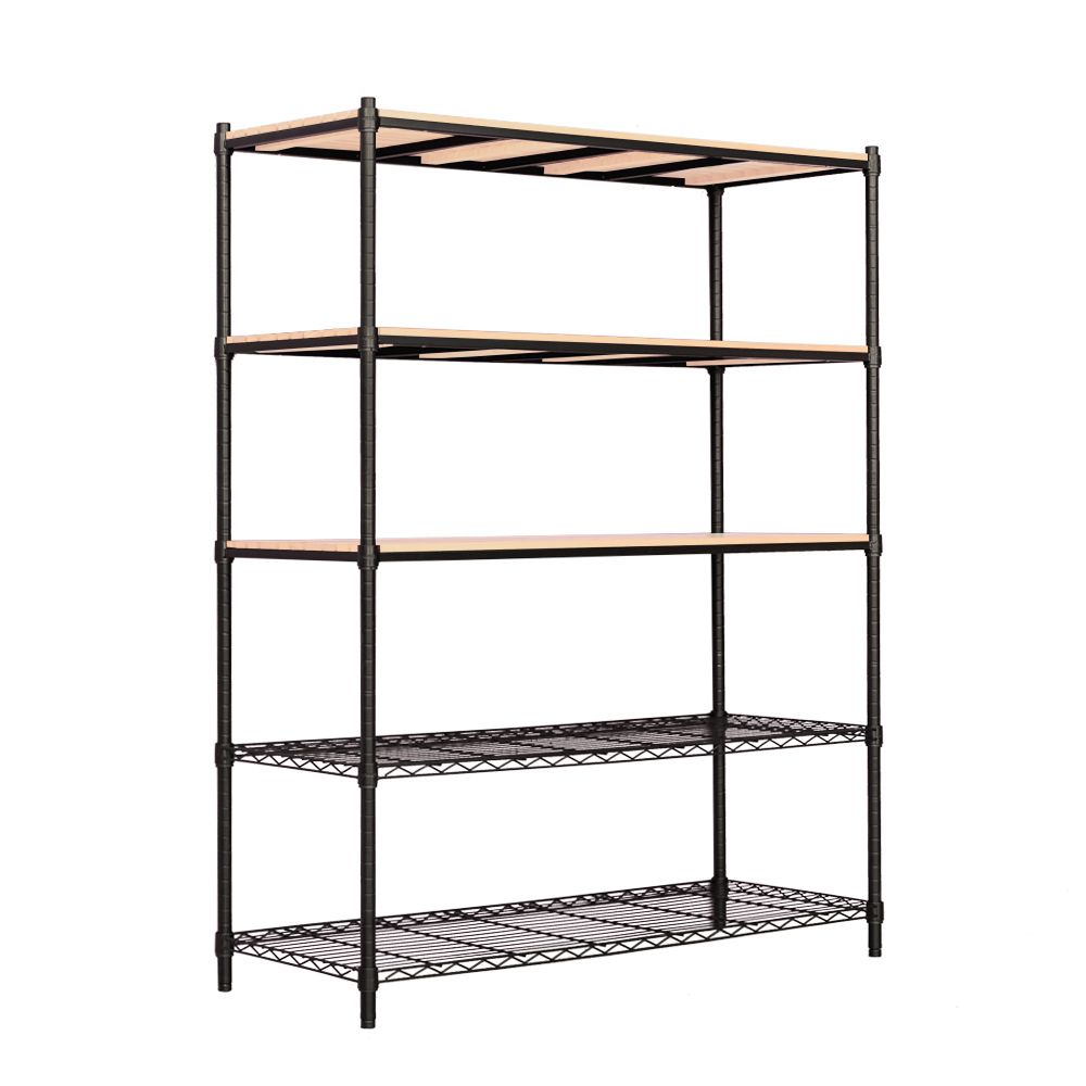 【dayneeds】松木 120x45x150公分 五層烤漆收納架/ 黑色/ 原木