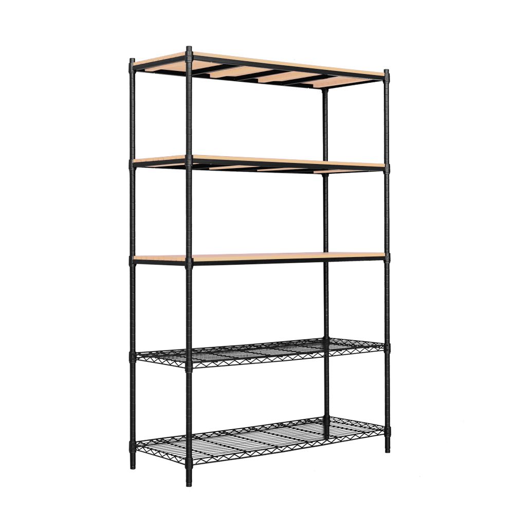 【dayneeds】松木 120x45x210公分 五層烤漆收納架/ 黑色/ 原木