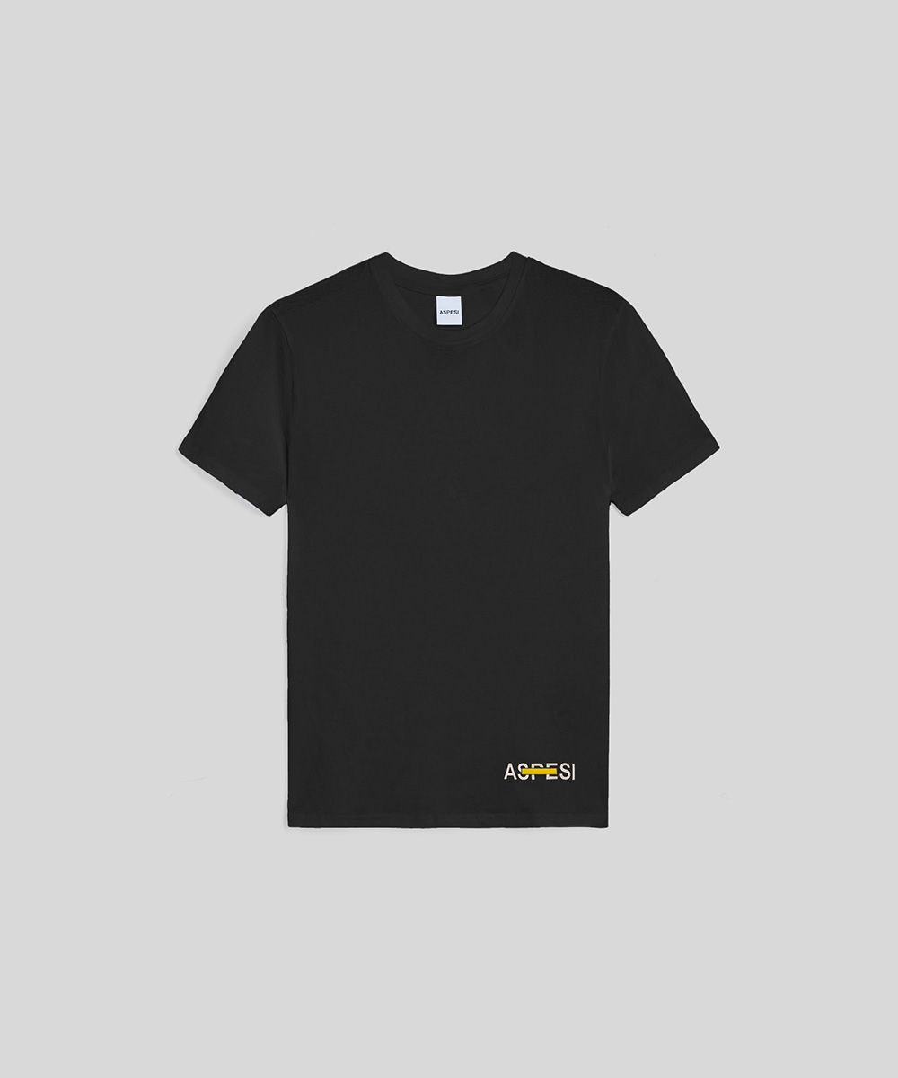 ASPESI 黑色下擺LOGO短袖TEE_男/中性/ S