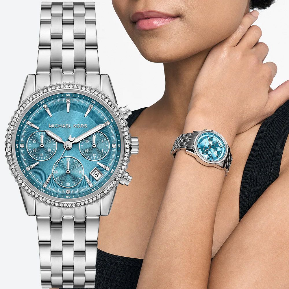 Michael Kors MK Ritz 晶鑽三眼計時女錶-35mm/ MK7539