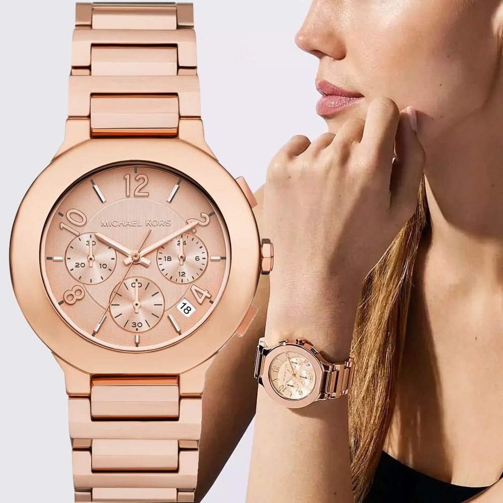 Michael Kors MK 廣告款 中性錶 Oversized Gramercy 時尚三眼計時女錶-40mm/ MK7521