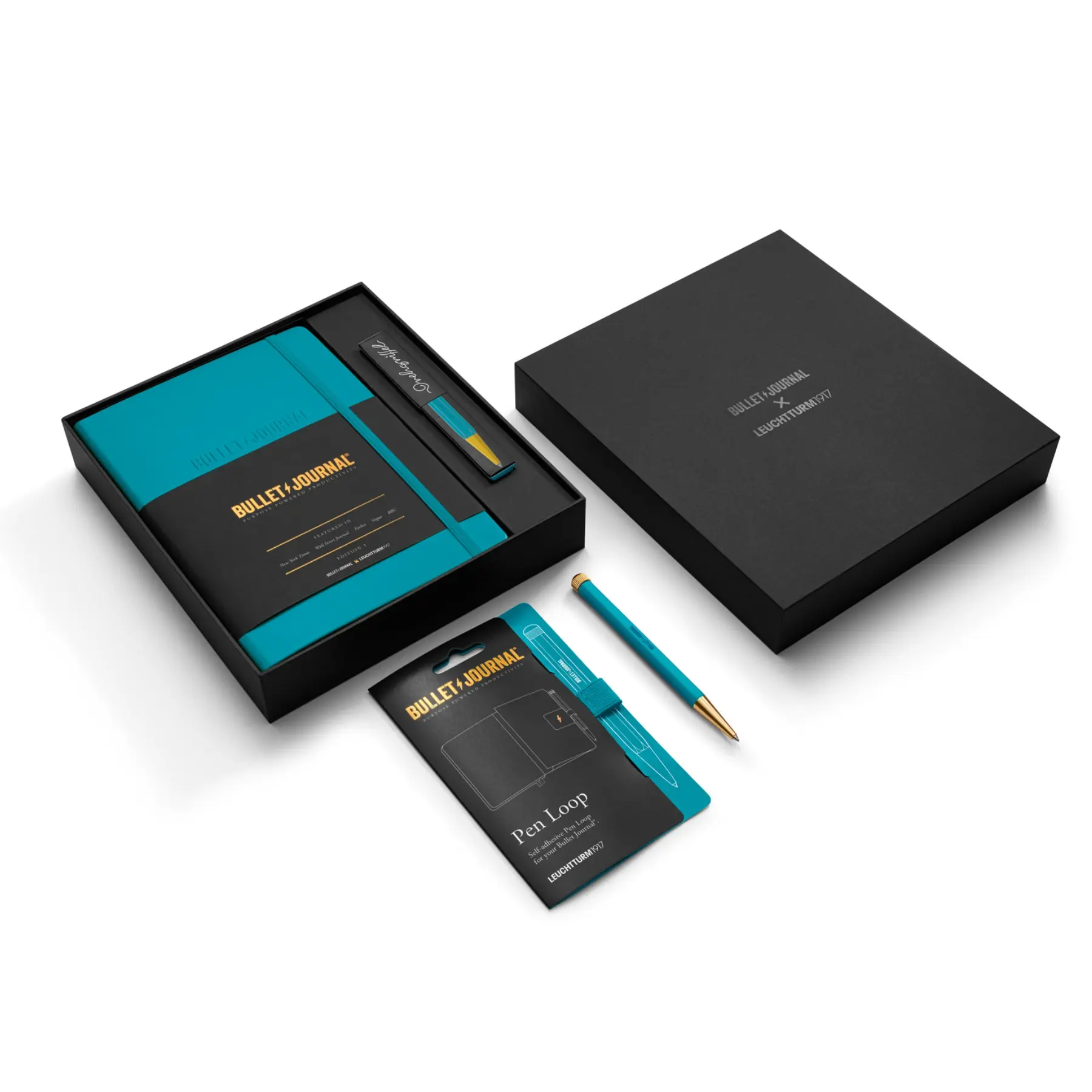 德國 LEUCHTTURM1917 子彈筆記本禮盒/ A5/ 藍綠/ 附筆套及鋼珠筆一支