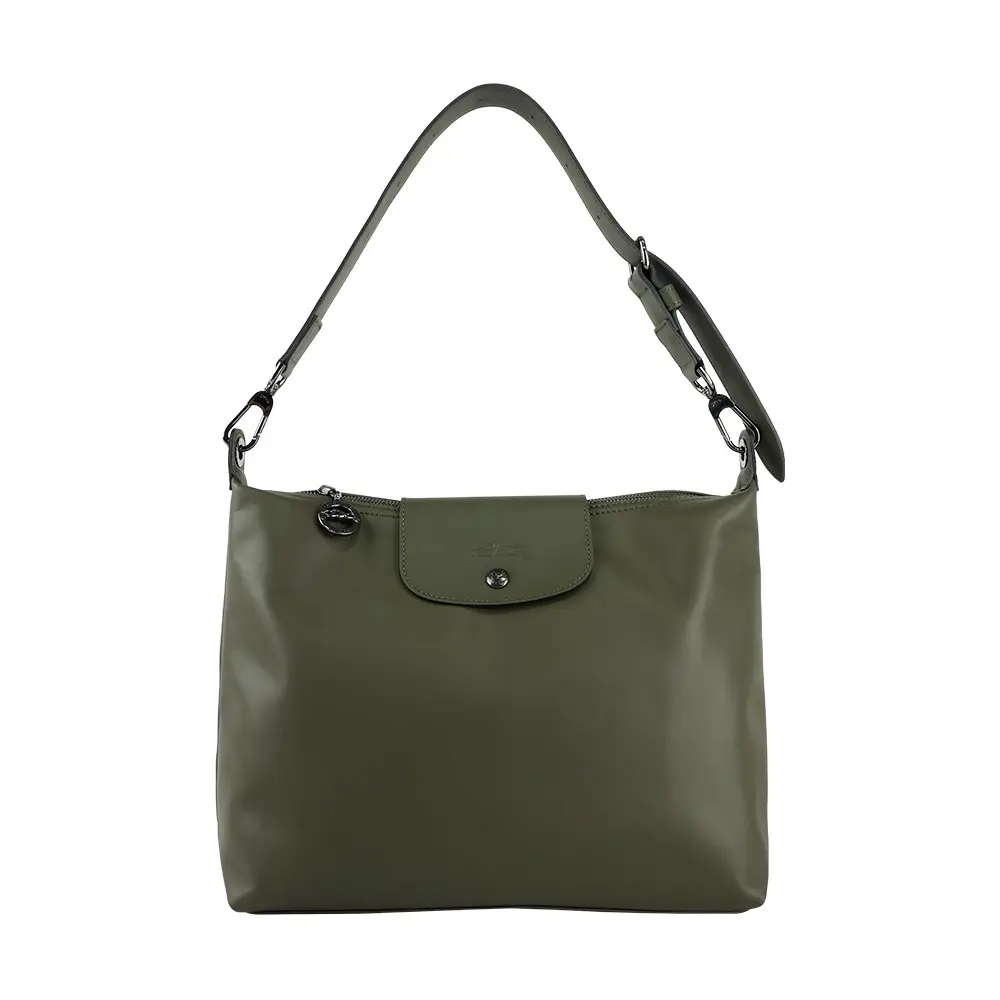 立折$2000💥【LONGCHAMP】Le Pliage Xtra Hobo M號小牛皮肩背包(冷杉綠色)/ 平行輸入
