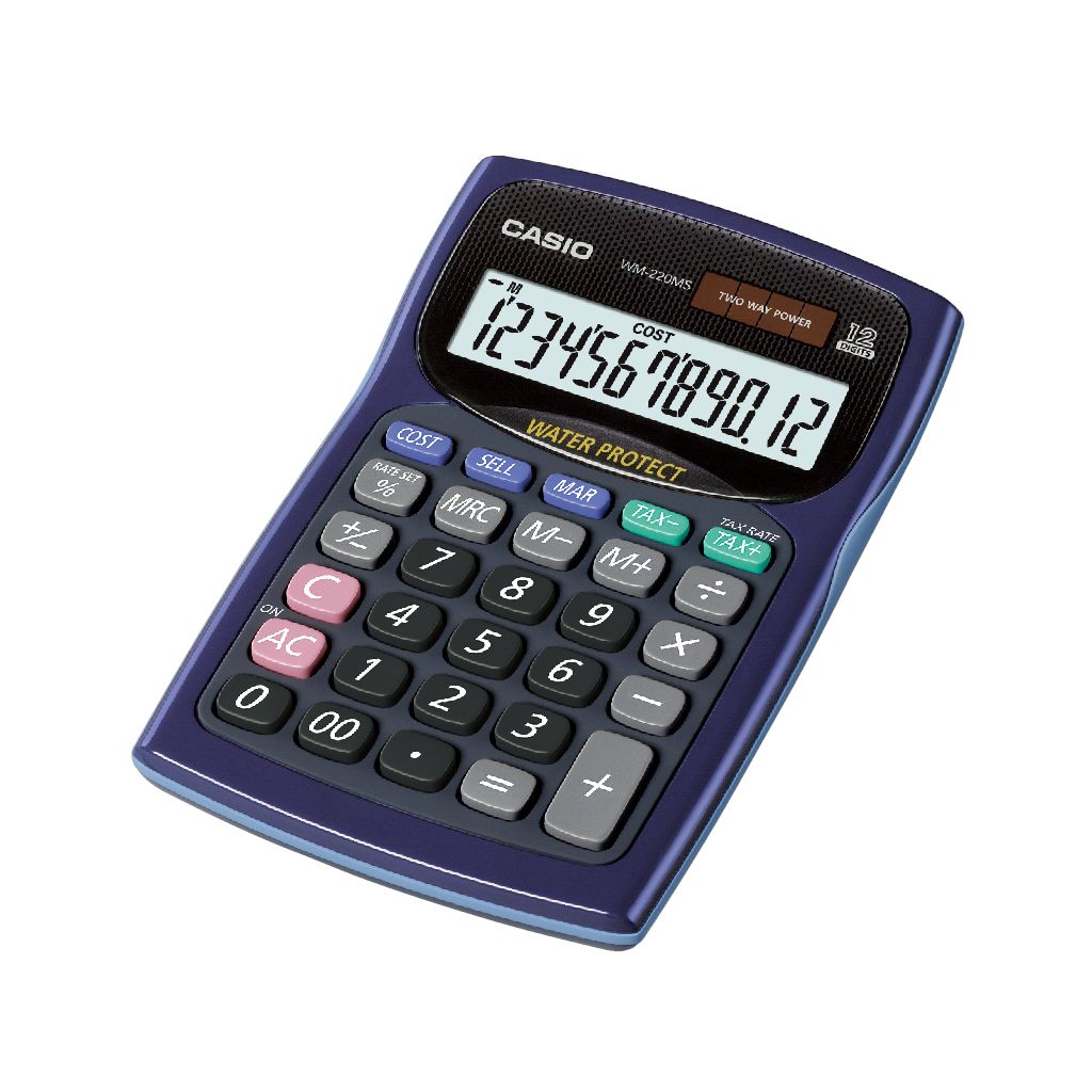 CASIO防水防塵計算機/ 迷你桌上型/ 12位元/ 藍色/ WM-220MS-BU