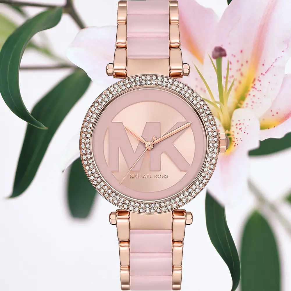 Michael Kors Parker 品牌大LOGO環鑽女錶/ MK7371