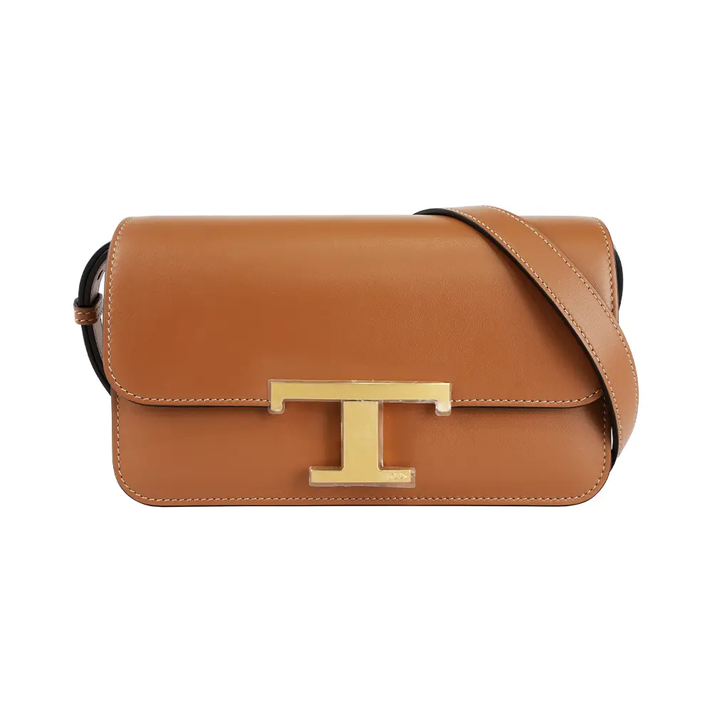 【TOD'S】T Timeless 光滑小牛皮翻蓋長型二用包(Micro)(米黃色)/ 平行輸入