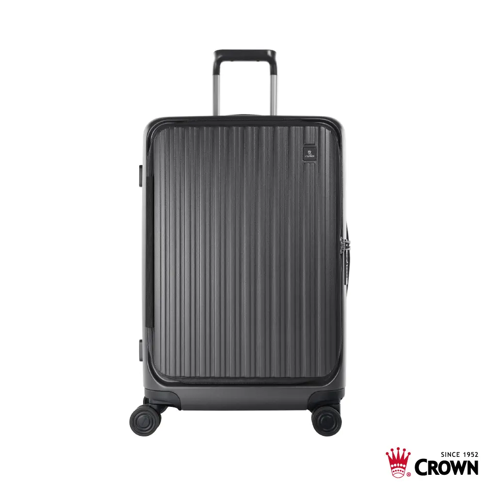 【CROWN】BOXY 29吋 前開式防盜拉鍊/ 鋁框拉桿箱/ 鐵灰