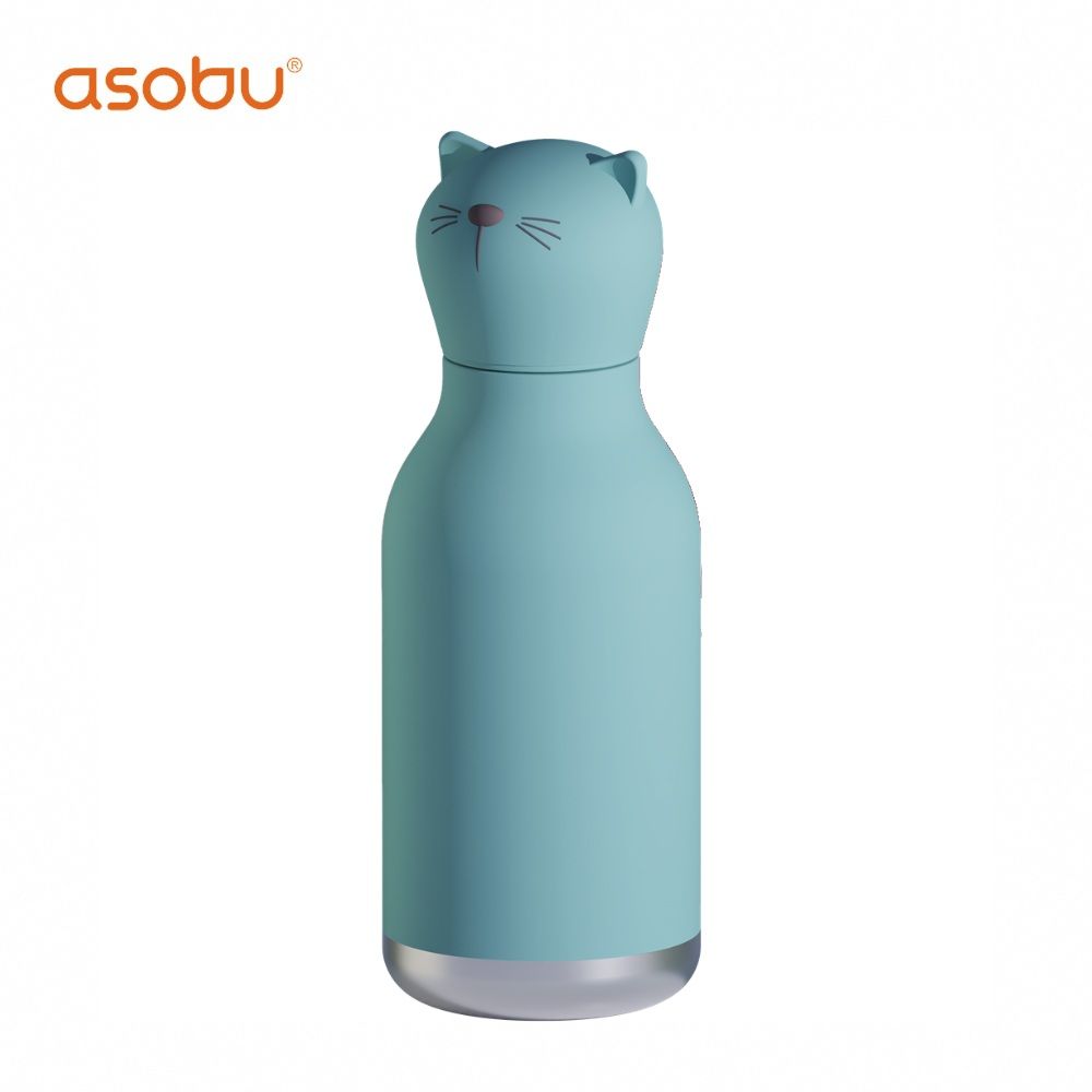 ASOBU萌寵好瓶友保溫瓶/ 藍貓咪咪/ 460ml