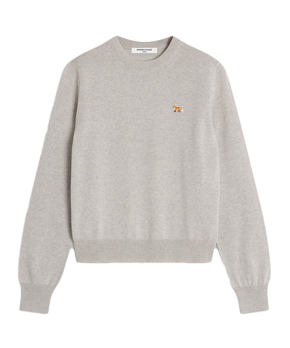 MAISON KITSUNÉ 雲霧灰小狐狸LOGO經典毛衣/女裝/ XL