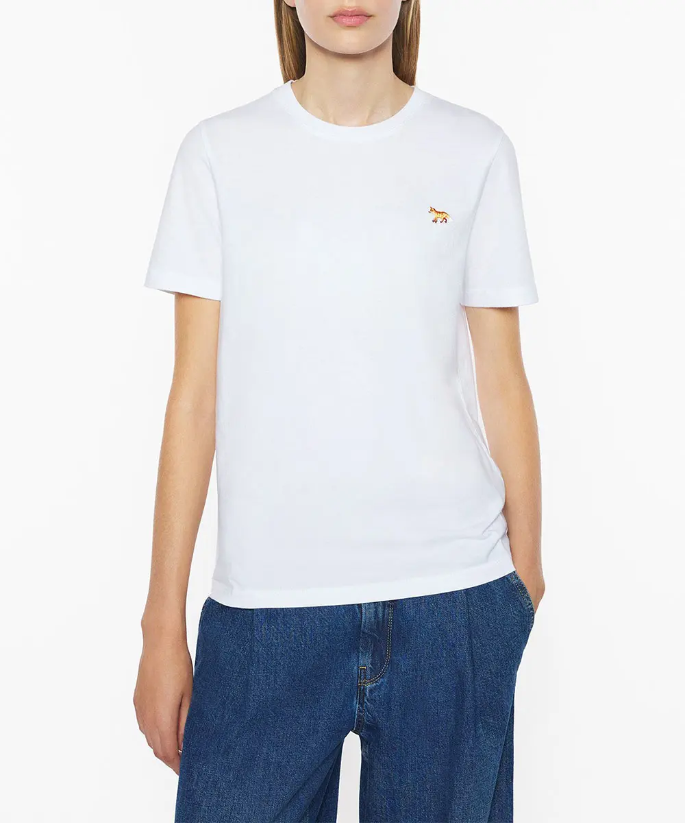 MAISON KITSUNÉ 亮白色小狐狸LOGO經典短TEE/女裝/ S