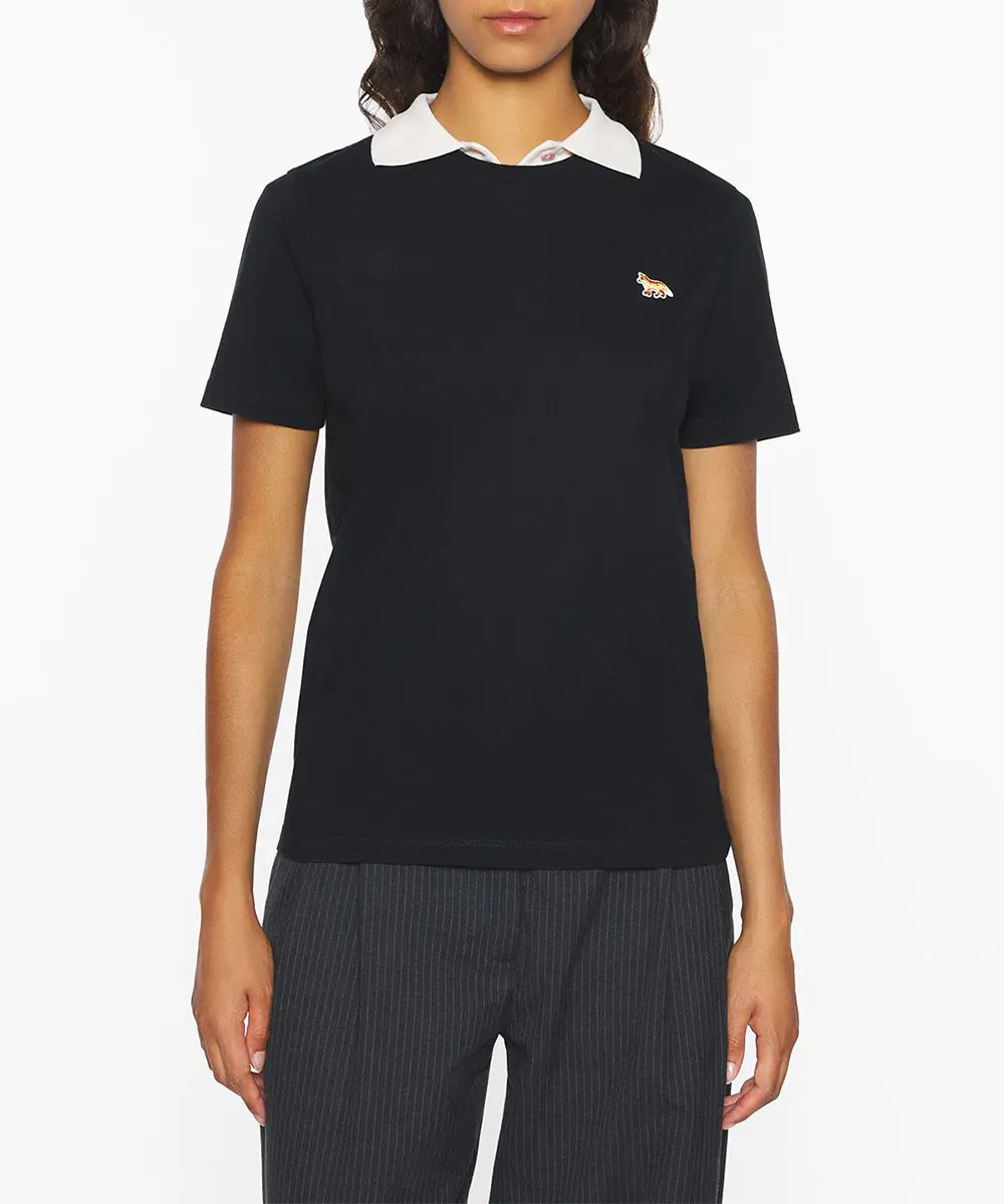 MAISON KITSUNÉ 午夜黑小狐狸LOGO經典短TEE/女裝/ S