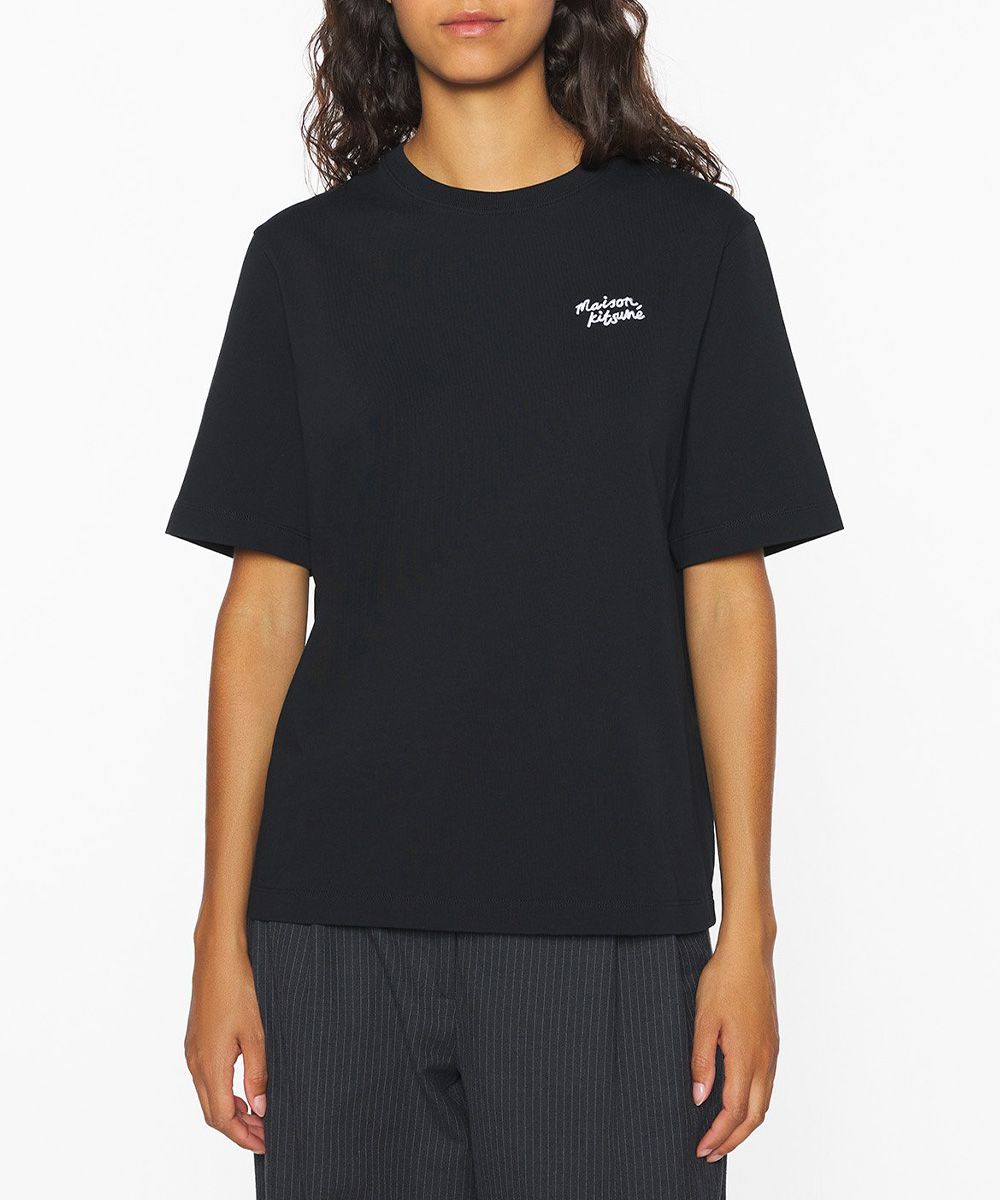 MAISON KITSUNÉ 午夜黑手繪LOGO舒適短TEE/女裝/ L