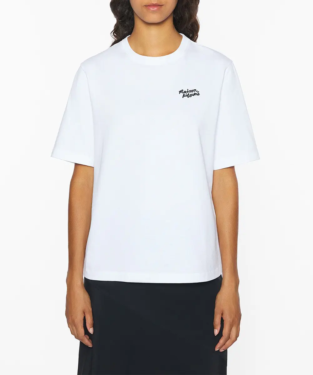MAISON KITSUNÉ 亮白色手繪LOGO舒適短TEE/女裝/ L