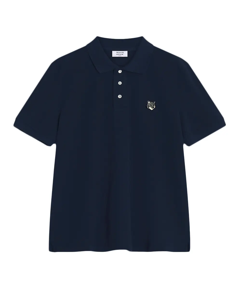 MAISON KITSUNÉ 經典海軍藍變化狐狸頭LOGO寬鬆POLO衫_男/中性/ XS