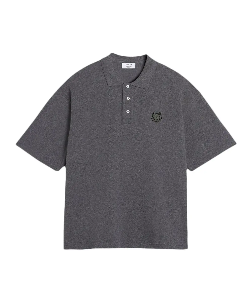 MAISON KITSUNÉ 深鷗灰狐狸頭LOGO寬鬆POLO衫_男/中性/ M