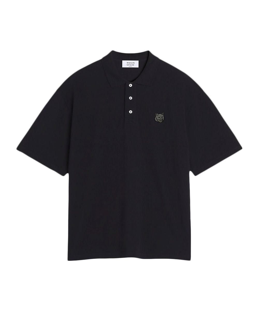 MAISON KITSUNÉ 午夜黑狐狸頭LOGO寬鬆POLO衫_男/中性/ M