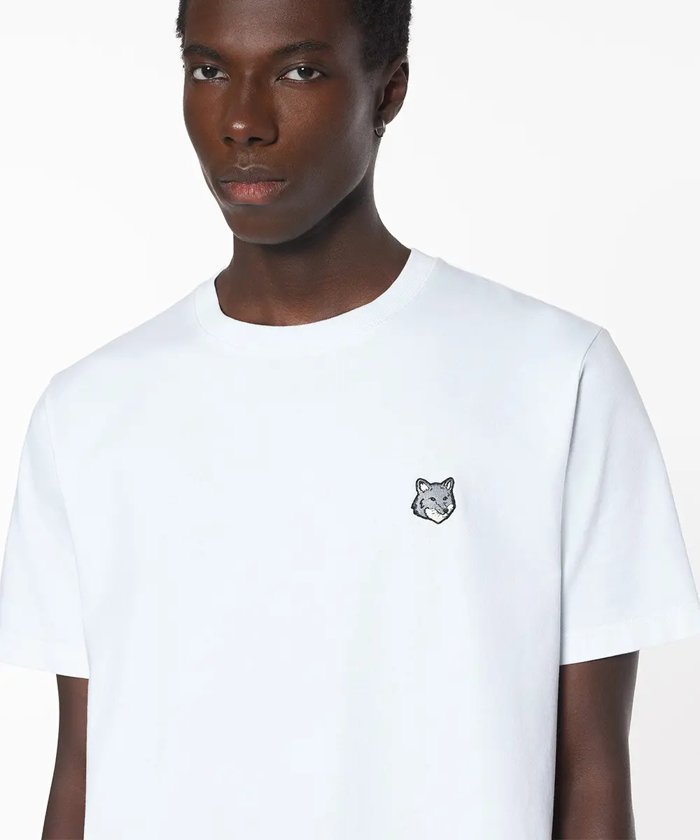 MAISON KITSUNÉ 亮白色灰狐狸頭LOGO舒適短TEE_男/中性/ L
