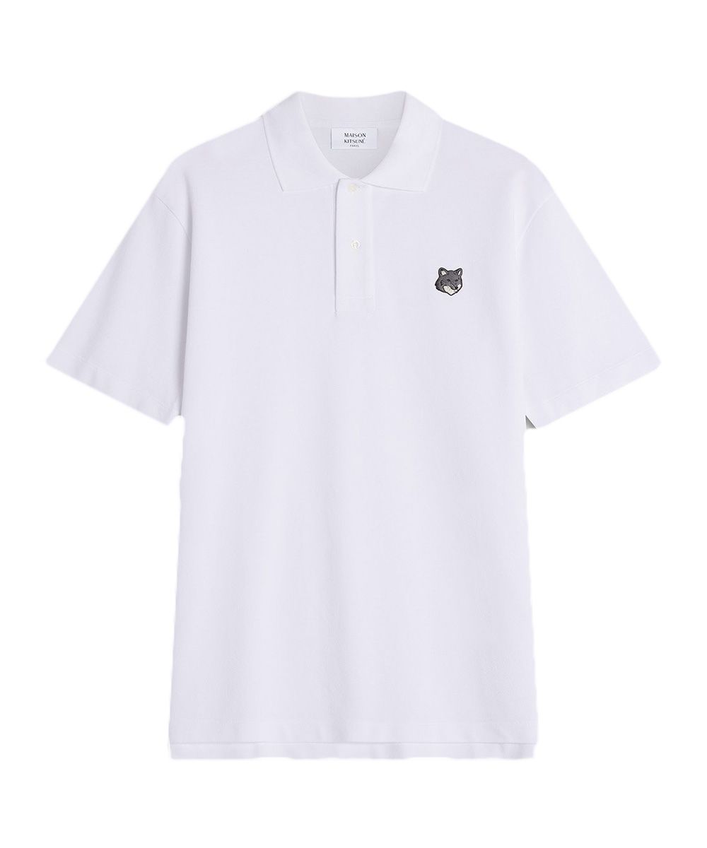 MAISON KITSUNÉ 亮白色灰狐狸頭LOGO舒適POLO_男/中性/ XL