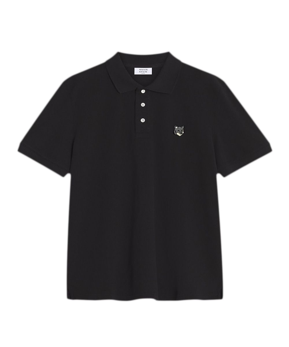 MAISON KITSUNÉ 午夜黑灰狐狸頭LOGO舒適POLO_男/中性/ XL