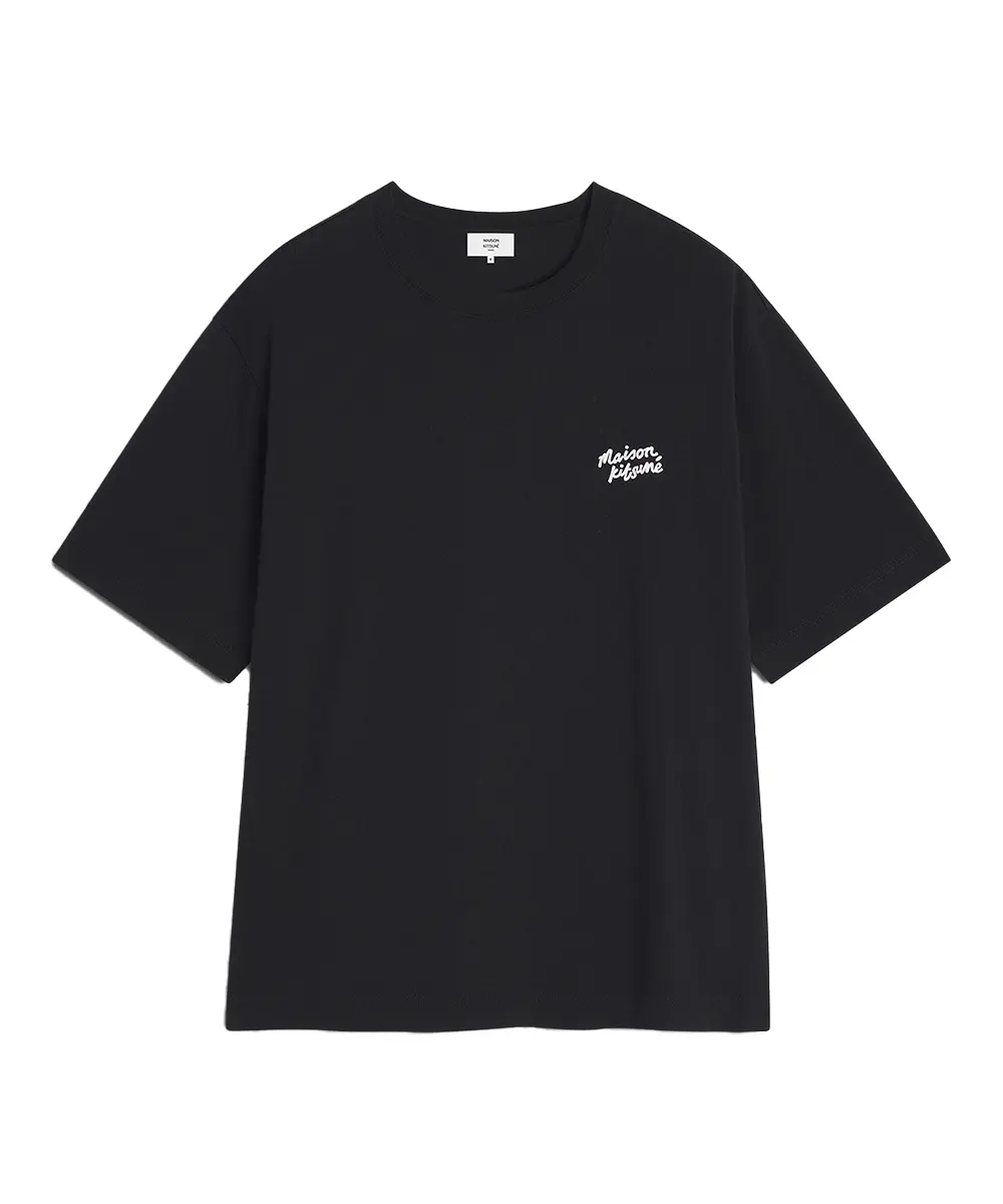 MAISON KITSUNÉ 午夜黑手繪LOGO印花寬鬆短TEE_男/中性/ M