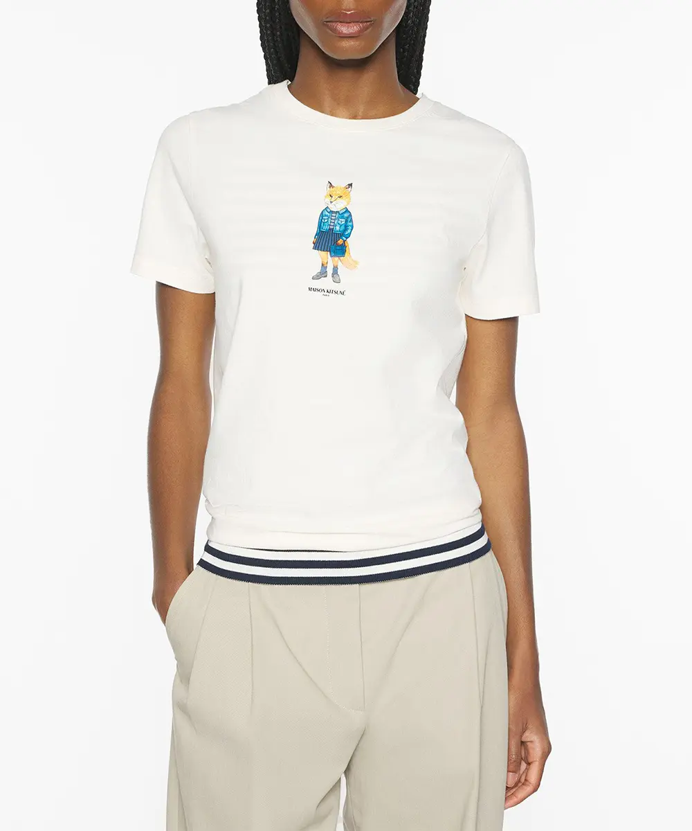 MAISON KITSUNÉ 貝殼粉穿搭狐狸LOGO經典短TEE/女裝/ M