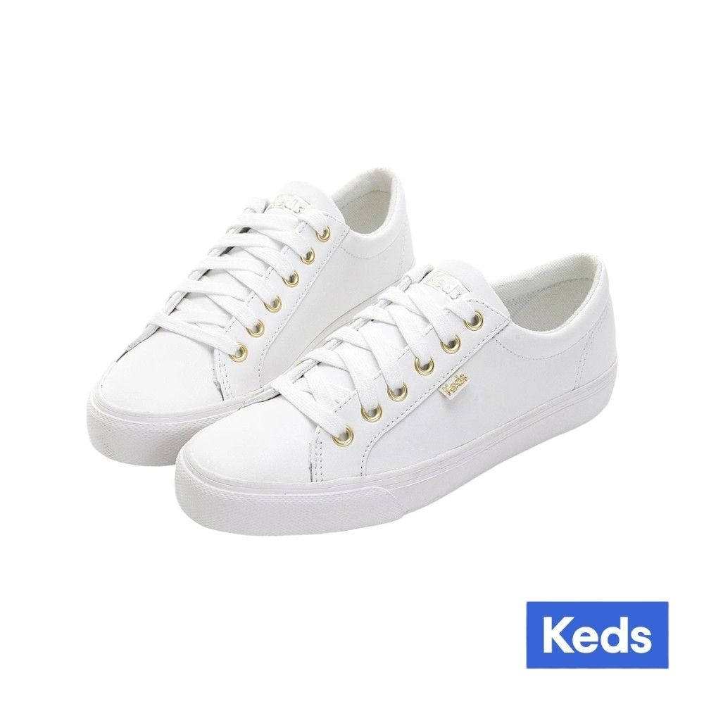 【KEDS】JUMP KICK 奢華風皮革綁帶休閒小白鞋 9203W123119/ US5.5 (22.5cm)